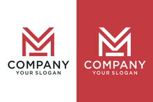Red Letter M Logo Monogram, Overlapping Lines Marking The Initial M V