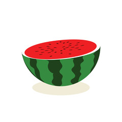 Cartoon fresh green open watermelon half, slices and triangles. Red watermelon piece with bite. Sliced cocktail water melon fruit vector set. Illustration of watermelon freshness nature