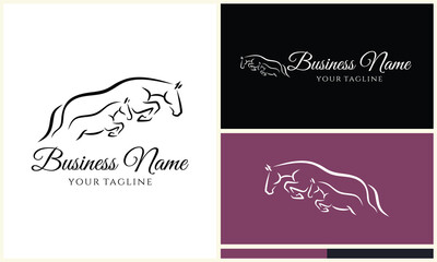 horse and foal logo template