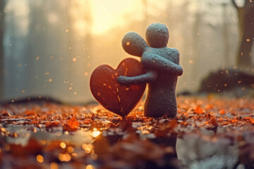 clay doll with heart leaf - symbol of true love forever day