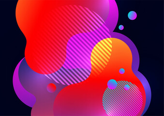 Aufkleber - Creative abstract bright background. Smooth liquid, stripes and dots on a white background. Template for prints, posters, flyers. Vector illustration.