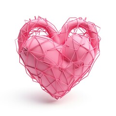 Wall Mural - A pink heart shaped object on a white surface.