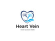heart vein with wave logo design template