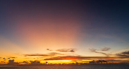 Wall Mural - abstract amazing scene of stuning colorful sunset or sunrise with clouds background in nature and tr