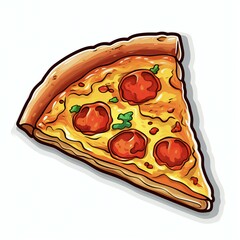 Wall Mural - pizza slice in white background