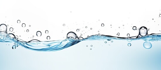  White background with a close up view of waves and bubbles in water