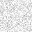 © Anastasia - Cool doodle background with different elements. childish hand drawn wallpaper, Print and make a greeting card or wrapping paper for your needs
