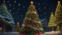 Christmas Tree With Gifts Close-up, Christmas And New Year Concept