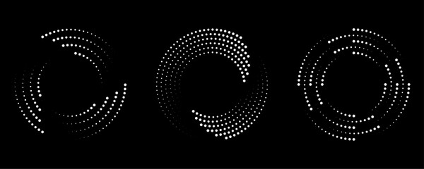 Poster -  Radial speed line dotted circles set. Round dotted frame collection. Vector graphics 