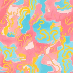 Poster - Fluid of coral and aqua. Seamless pattern. Perfect for contemporary art pieces, digital design, and summer themes