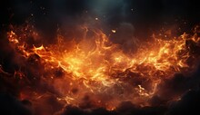 Fire Effet Background Design With Smoke Effects, Lighting, Spark, Blast,