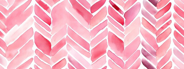 Wall Mural - Seamless watercolor light pastel pink herringbone, chevron fabric pattern. Abstract cute zigzag background texture. girl's birthday, baby shower, nursery wallpaper design