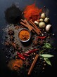 AI generated illustration of a collection of various spices and herbs on a table