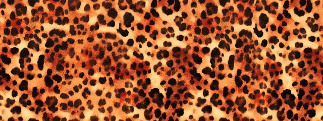 Seamless soft fluffy leopard print, cheetah spots African safari wildlife camouflage pattern. Realistic golden brown long pile animal skin rug, fur coat fashion background texture