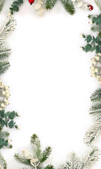 Wall Mural - christmas decoration. branch christmas tree, berries mistletoe, red berries with space for text on w