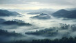 The fog slowly rolls in, enveloping the landscape in a blanket of mist