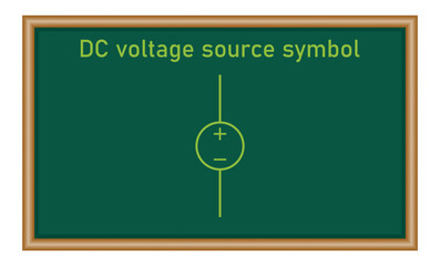 Sticker - Ideal voltage source. DC voltage source. Scientific resources for teachers and students.