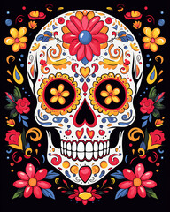 Sticker - Day of the dead, dia de los Muertos, sugar skull