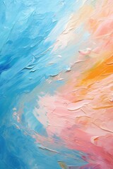 Poster - A close up view of a painting depicting a powerful wave. This image can be used to add a touch of nature and tranquility to any project