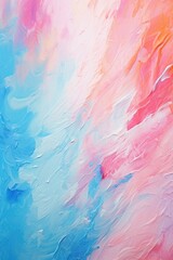 Poster - A close-up view of a painting showcasing vibrant shades of blue and pink. This artwork can add a pop of color and artistic flair to any space