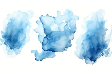 Poster - Blue inks suspended in mid-air, creating a captivating and abstract visual. Ideal for creative projects or designs requiring a sense of fluidity and movement.