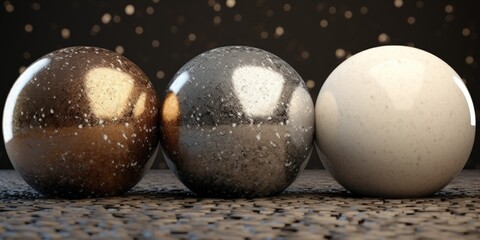 Poster - Three eggs sitting next to each other on a table. Perfect for food or cooking-related projects.