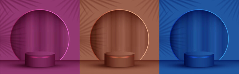Cosmetics product presentation stage, studio room pedestal vector. Podium award scene set.