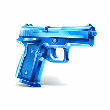 A Blue 3d Rendered 9mm Style Handgun