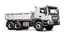 White Dump Truck Isolated On Transparent Background