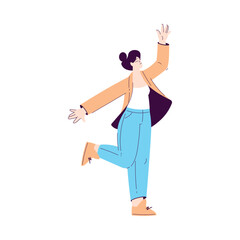 Wall Mural - Happy Woman Character Office Worker Rejoicing and Cheering Vector Illustration