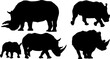 silueta, animal, rinocerontes
