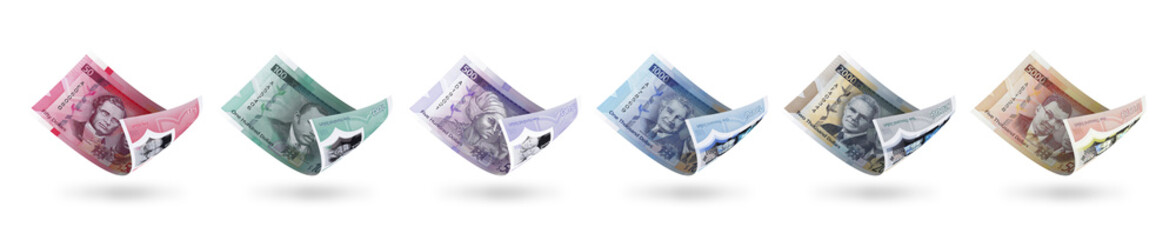 Aufkleber - Different denominations of Jamaican dollar notes. 3d illustration