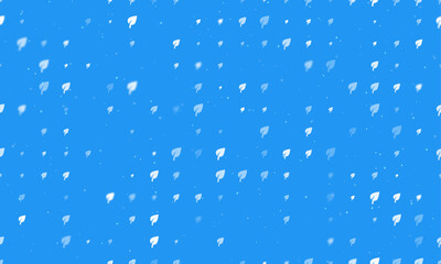 Poster - Seamless background pattern of evenly spaced white leaf symbols of different sizes and opacity. Vector illustration on blue background with stars