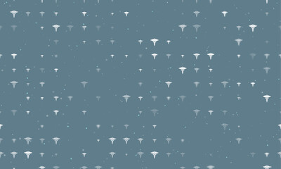 Poster - Seamless background pattern of evenly spaced white caduceus symbols of different sizes and opacity. Vector illustration on blue grey background with stars
