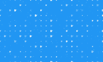Poster - Seamless background pattern of evenly spaced white palette symbols of different sizes and opacity. Vector illustration on blue background with stars