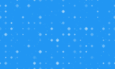 Poster - Seamless background pattern of evenly spaced white crosshair symbols of different sizes and opacity. Vector illustration on blue background with stars