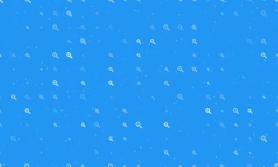 Poster - Seamless background pattern of evenly spaced white zoom in symbols of different sizes and opacity. Vector illustration on blue background with stars