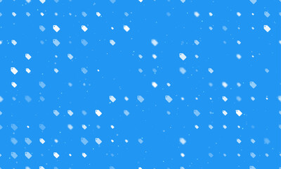 Poster - Seamless background pattern of evenly spaced white discount label symbols of different sizes and opacity. Vector illustration on blue background with stars