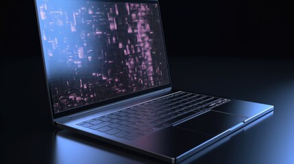 Poster - Laptop blank screen mockup with realistic textures and lighting, 3D model of laptop screen