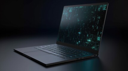 Poster - Laptop blank screen mockup with realistic textures and lighting, 3D model of laptop screen