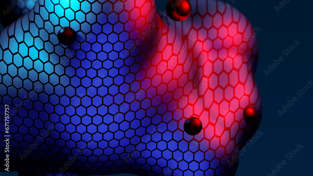 Abstract neon multicolored metaball with scale reptile texture meta ...