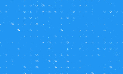 Poster - Seamless background pattern of evenly spaced white tachometer symbols of different sizes and opacity. Vector illustration on blue background with stars