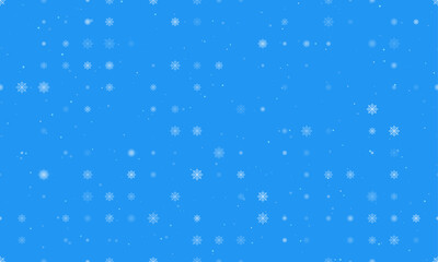 Poster - Seamless background pattern of evenly spaced white spider web symbols of different sizes and opacity. Vector illustration on blue background with stars