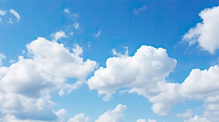 Poster - White clouds in a blue sky, Blue sky with white cloud photography high detailed image with telephoto lense