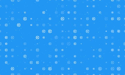 Poster - Seamless background pattern of evenly spaced white electrical board symbols of different sizes and opacity. Vector illustration on blue background with stars