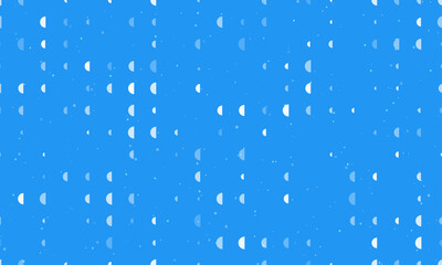 Poster - Seamless background pattern of evenly spaced white semicircle symbols of different sizes and opacity. Vector illustration on blue background with stars