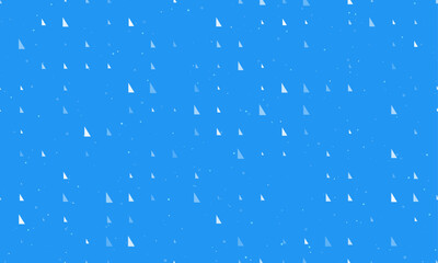 Poster - Seamless background pattern of evenly spaced white right triangle symbols of different sizes and opacity. Vector illustration on blue background with stars