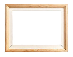 brown empty wooden picture or window frame isolated on a transparent background with a PNG cutout or clipping path.