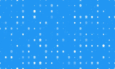 Poster - Seamless background pattern of evenly spaced white spirit ball symbols of different sizes and opacity. Vector illustration on blue background with stars