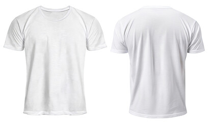 Wall Mural - Men's white blank T-shirt template,from two sides, natural shape on invisible mannequin, for your design mockup for print,  clipping path , cutout 